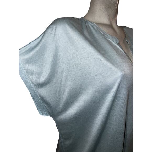 J. JILL Top Womens Size L Petite Blue V-Neck Drop Short Slv Viscose Rayon Blouse - Picture 3 of 6